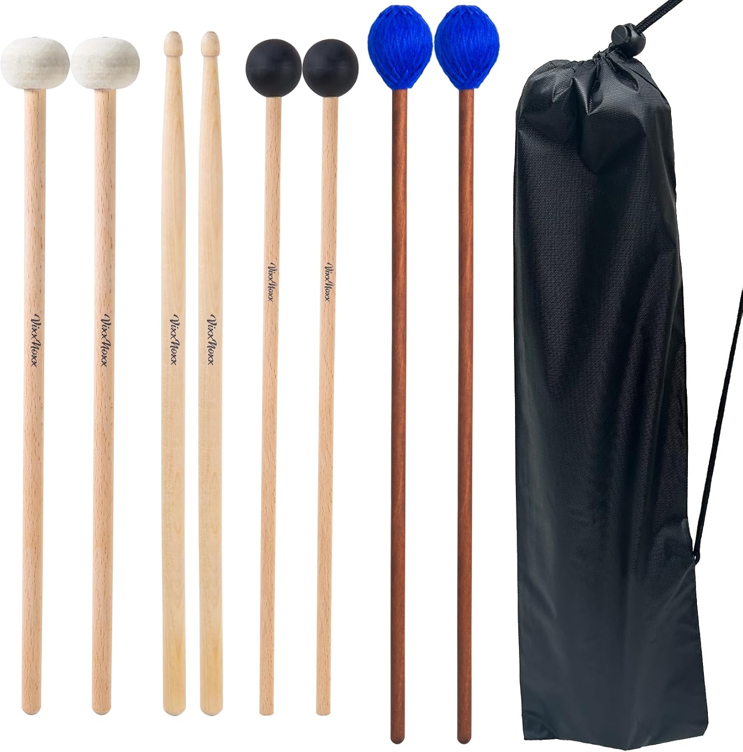 2 Pairs Drum Mallets Kit - Rubber and Yarn Marimba Mallets