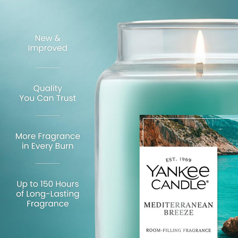 Yankee Candle Mediterranean Breeze Scented Candle, 22oz Large Jar with up to 150 Hour Burn Time, Giftable