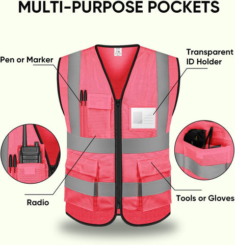 TICONN High Visibility Reflective Safety Vest for Men & Women, ANSI Class 2