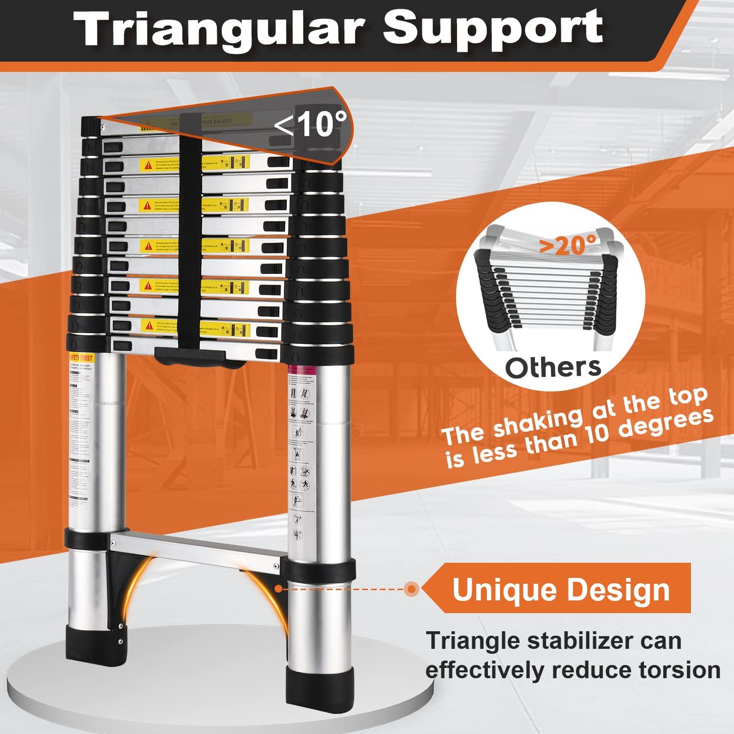 SocTone Telescoping Ladder, Stabilizers, Extension Ladder(10.5FT Standard)