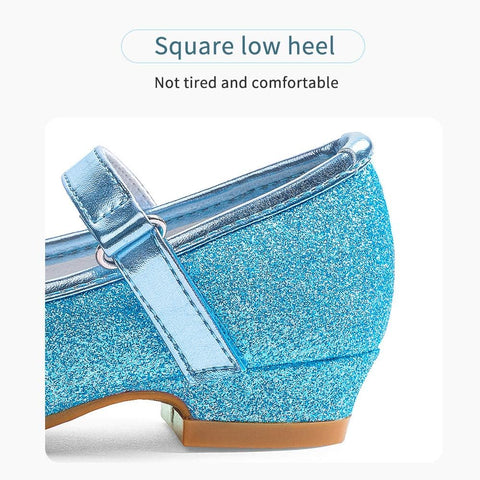 Stelle Girls Dress Shoes Glitter Princess Low Heels for Party Wedding Prom