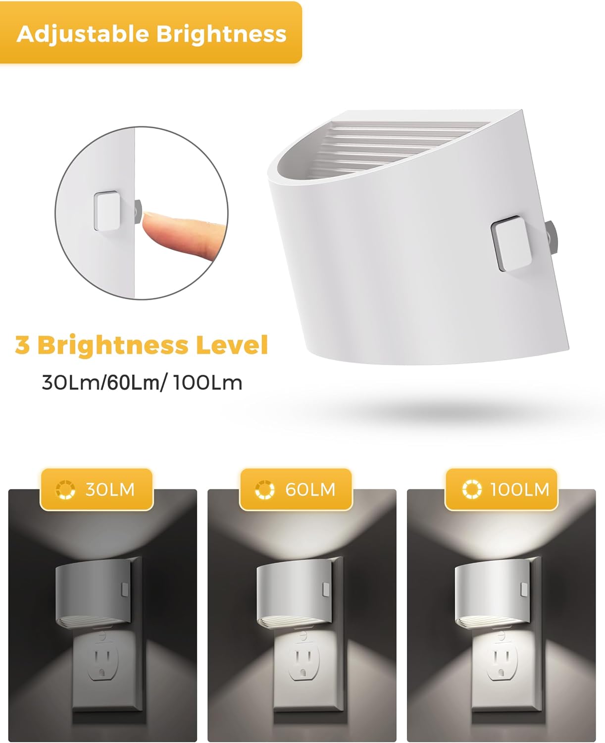 L LOHAS LED Night Lights Plug into Wall, Dimmable Night Light 2 Pack