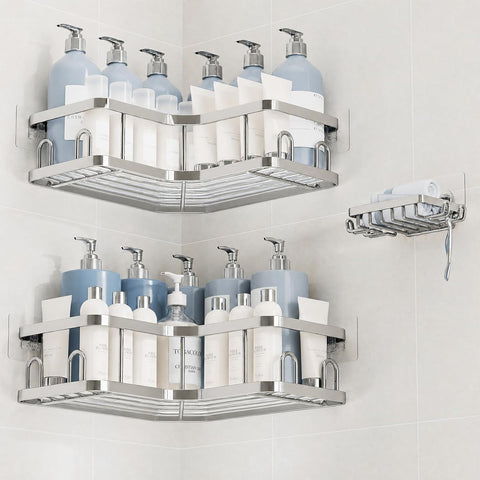 Veken Corner Shower Caddy 3-Pack, Advanced Rustproof Design&Stable Storage