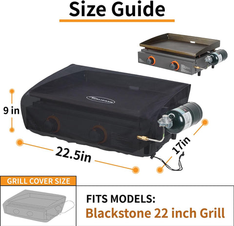 Cover for Blackstone 22 inch Griddle Water Resistant 600D Polyester Heavy Duty Flat top 22" Gas Grill Cover Exclusively Fits Blackstone 22" Griddle Cooking Station-22in Without Hood Cover