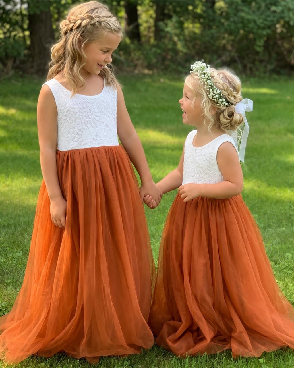 2Bunnies Girl Peony Lace Back A-Line Straight Tutu Tulle Party Flower Girl Dress