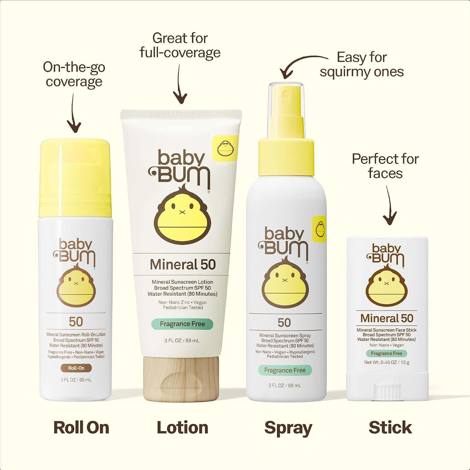 Baby Bum SPF 50 Sunscreen Spray - Mineral UVA/UVB Face and Body Protection for Sensitive Skin - Travel Size - 3 oz