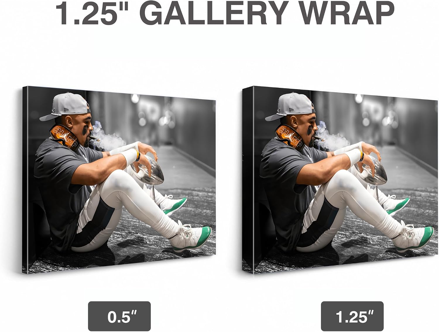 B.B.F MAKE 2025 Super Canvas Bowl Wall Art Champions Eagles Poster Print Philadelphia Hurts Painting Canvas Wall Decor Sports Star Picture Modern Bedroom Living Room Home Decoration, Framed 16x20inch