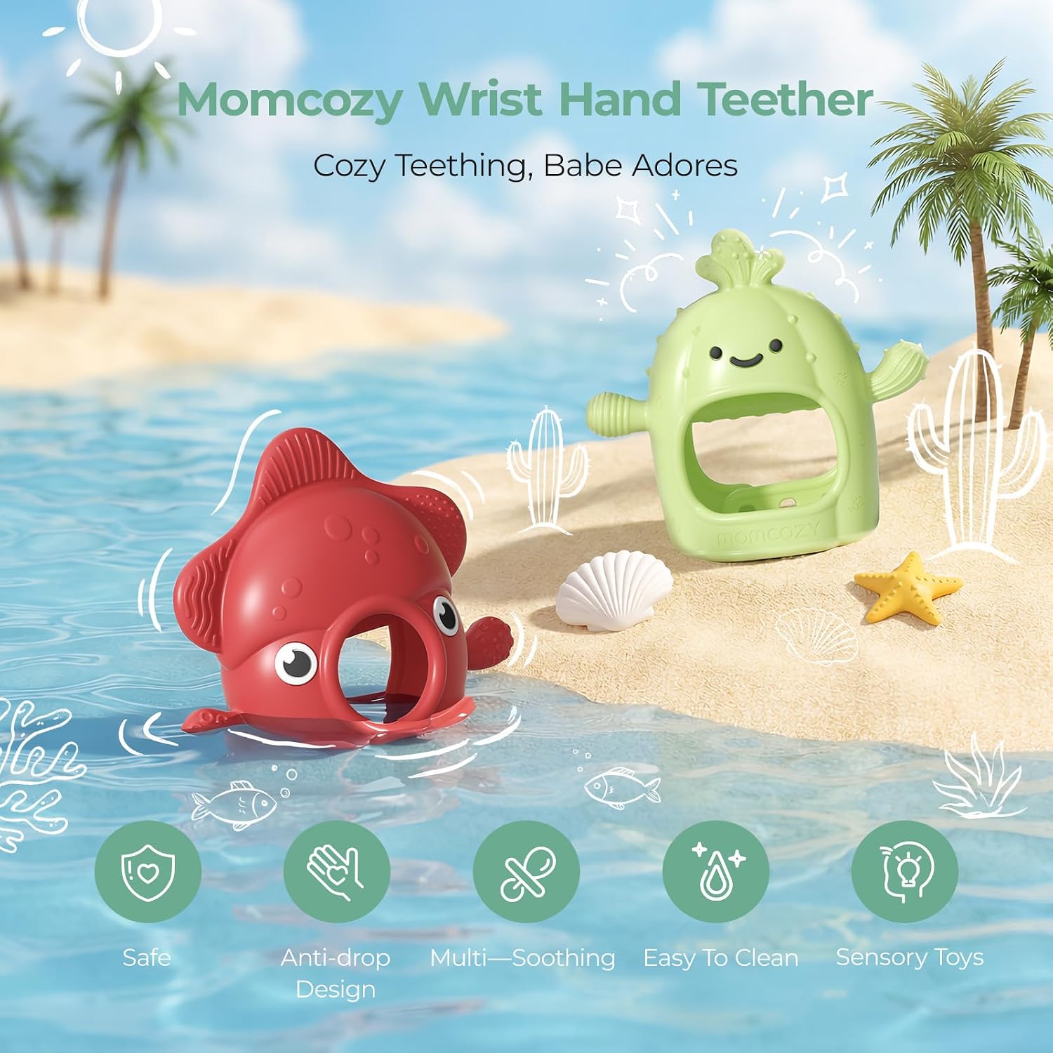 Momcozy Teething Toys, Food Grade Silicone Baby Teether，Teething Mitten