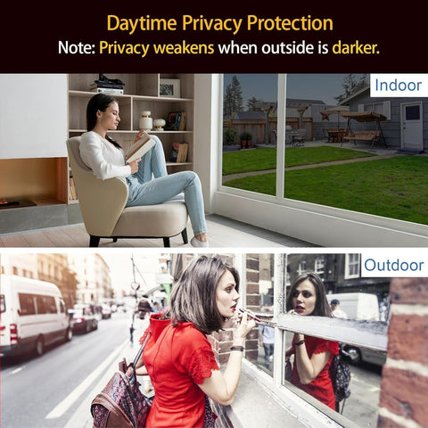 One Way Window Privacy Film Sun Heat Blocking, Reflective Mirror for Glass Windows Cover, Static Cling, Removable, Anti-UV, Anti-Glare Window Tint for Home, Silver, 17.5 Inch * 157.4 Inch