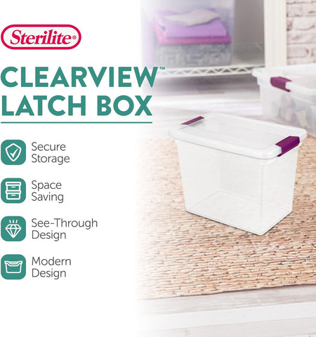 Sterilite ClearView Latch Boxes, Storage Bins with Lids, 27 Quart, 12-Pack