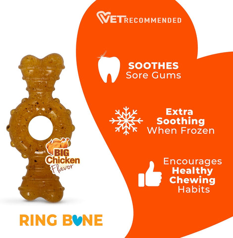 Nylabone Puppy Chew Teething Ring Bone Dog Toy, Chicken Flavor, X-Small