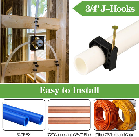 100 Pack 3/4" Half Clamps J-Hook with Nails Set