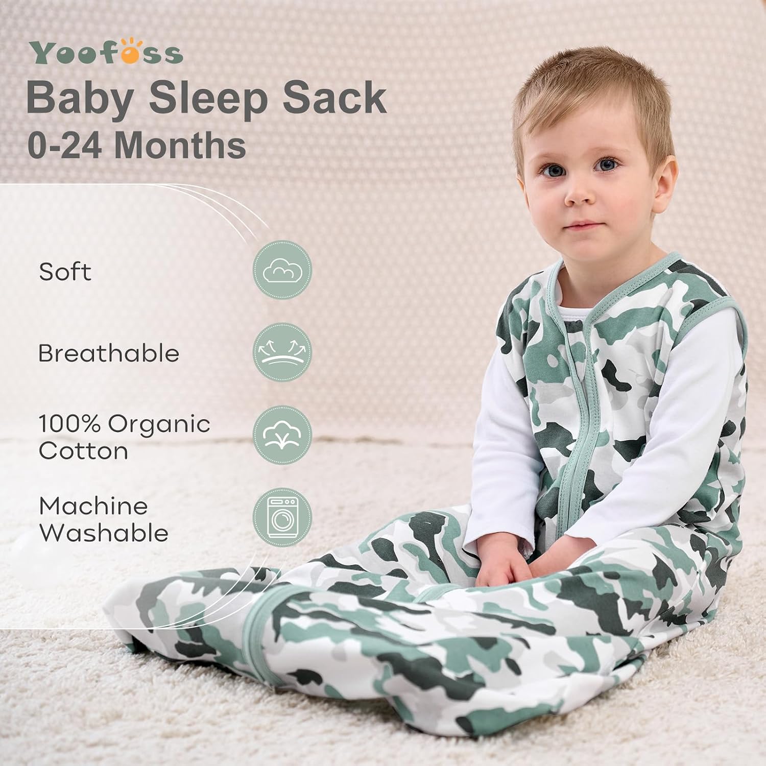 Yoofoss Baby Sleep Sack 6-12 Months 0.5 TOG Wearable Blanket 100% Cotton