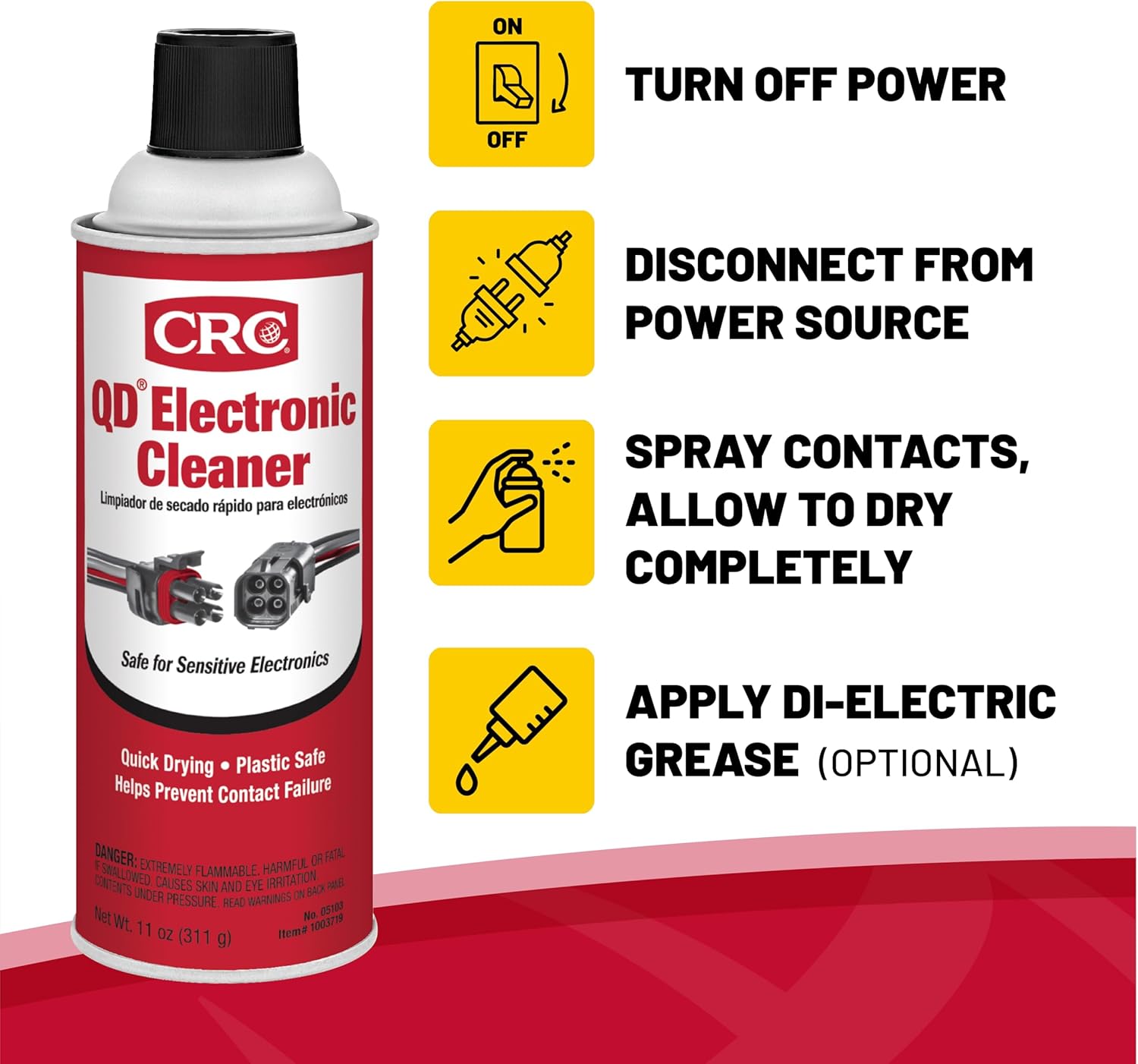 CRC 05103-Case 5103 Quick Dry Electronic Cleaner, 11 oz, 12 Pack
