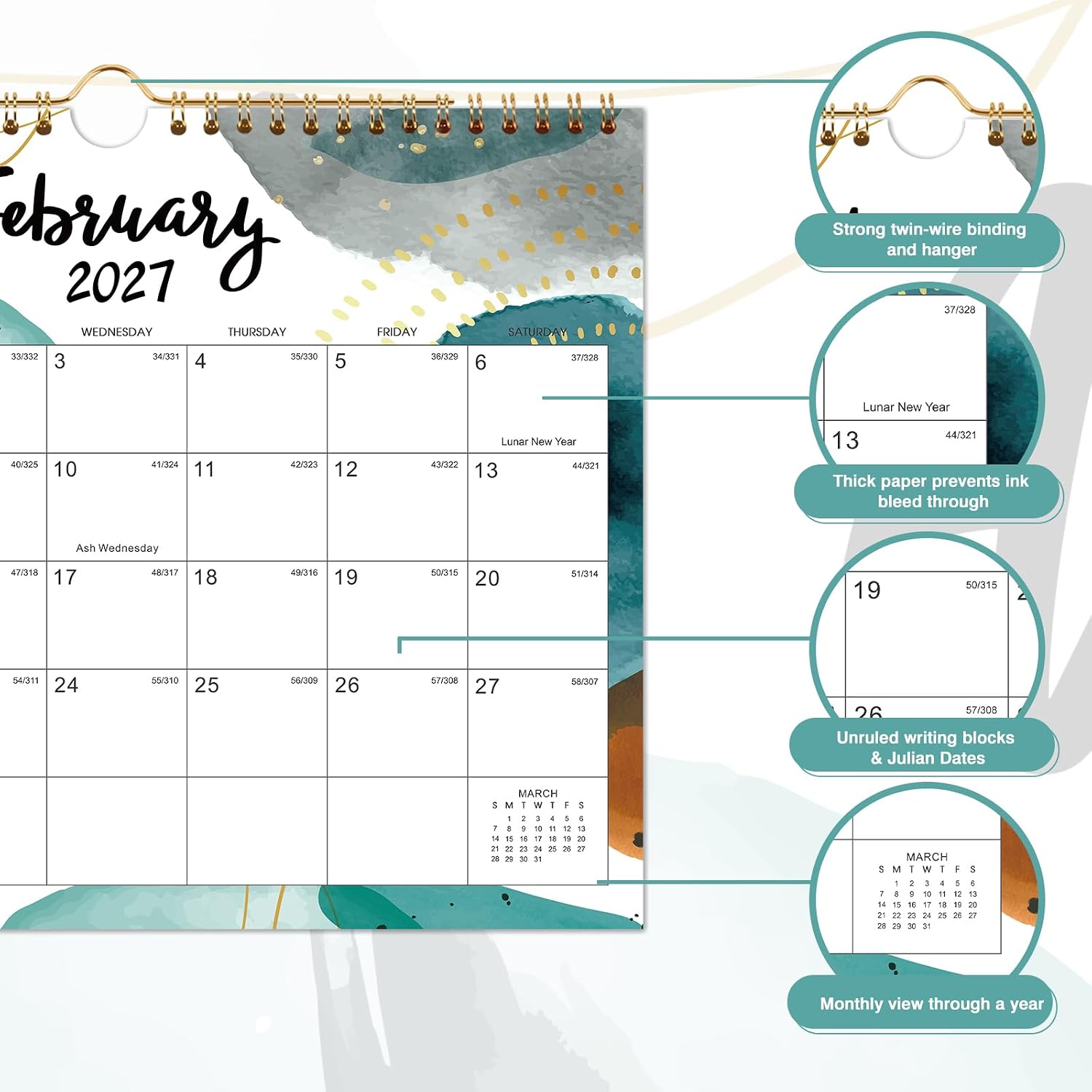 2027 Wall Calendar - 12 Months Wall Calendar 2027, Jan 2027 - Dec 2027