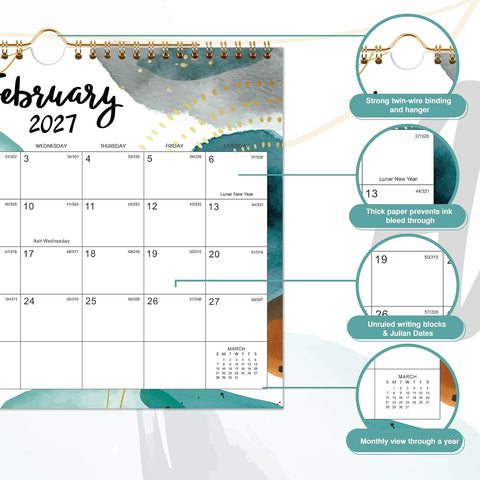 2027 Wall Calendar - 12 Months Wall Calendar 2027, Jan 2027 - Dec 2027