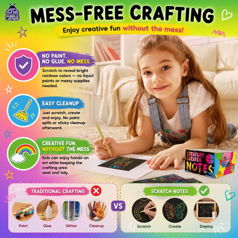 Rainbow Scratch Art for Kids - 150 Pcs Rainbow Scratch Art Paper Mini Notes