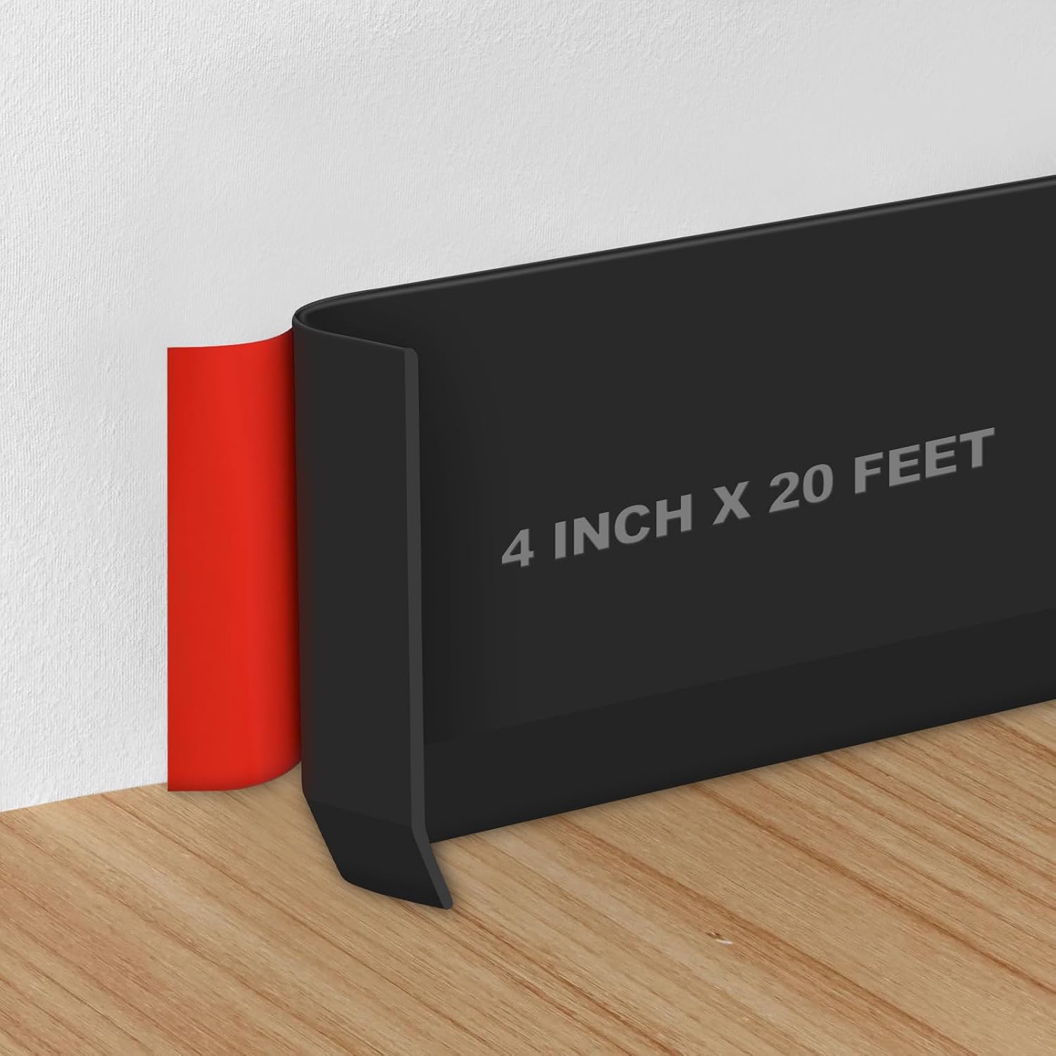 Storystore Wall Baseboard Trim 4 Inch x 20 Feet, Flexible Self-Adhesive Rubber Baseboard for Walls, Peel and Stick Wall Molding Trim