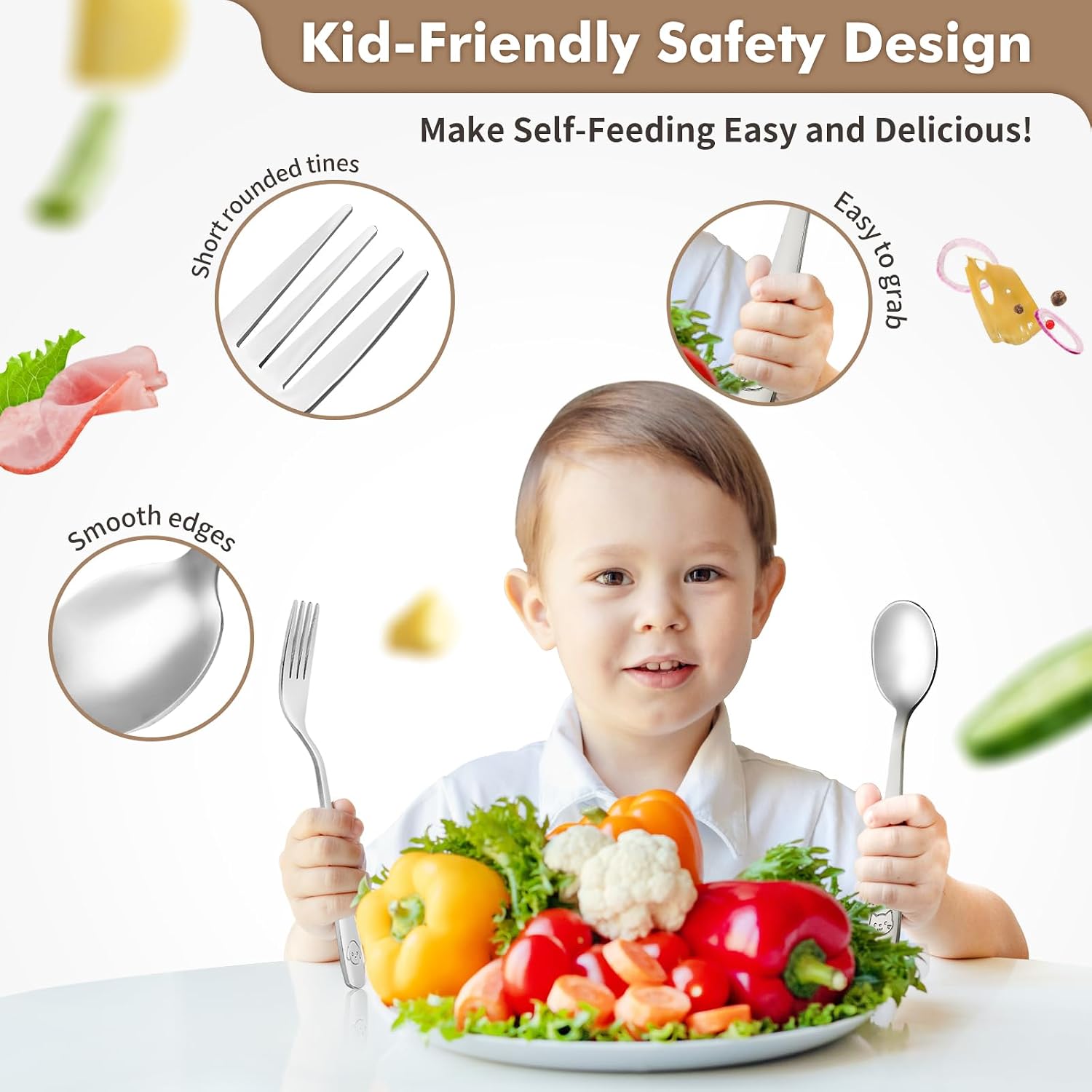 DRKIO 12Pcs Stainless Steel Toddler Utensils Small Metal Kids Silverware