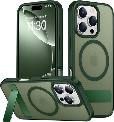 SPIDERCASE for iPhone 16 Pro Case,with Stand,Dark Green