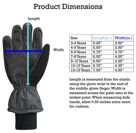 N'Ice Caps Kids Waterproof Winter Thinsulate Warm Gloves (Black, 10-12 Years)