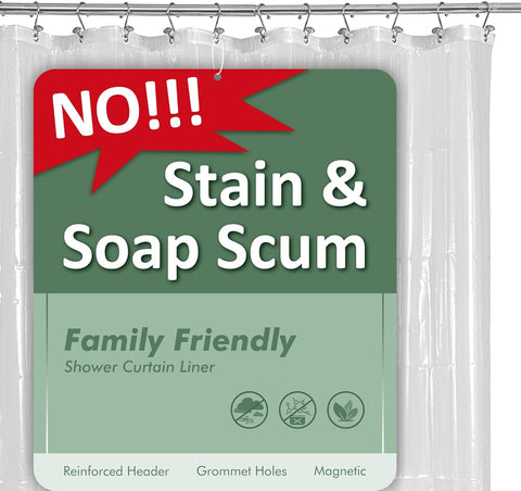 Barossa Design Oeko-tex Certified Shower Curtain Liner Standard Size, Clear