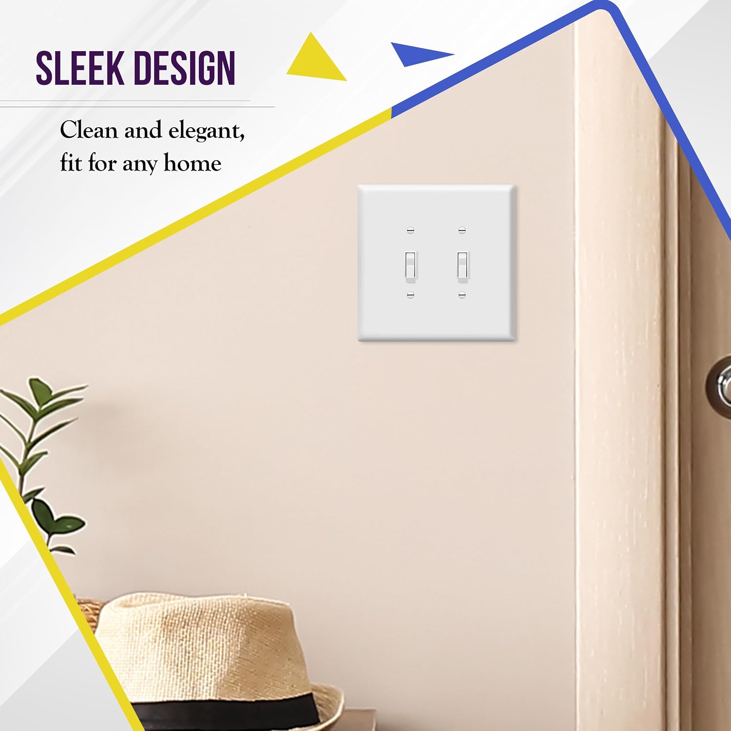 ENERLITES 5 Pack Oversized Double Toggle Light Switch Cover Plate, White