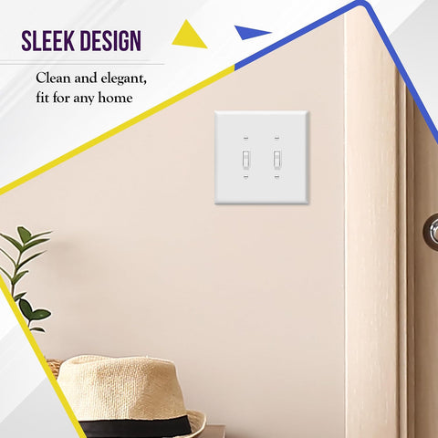 ENERLITES 5 Pack Oversized Double Toggle Light Switch Cover Plate, White