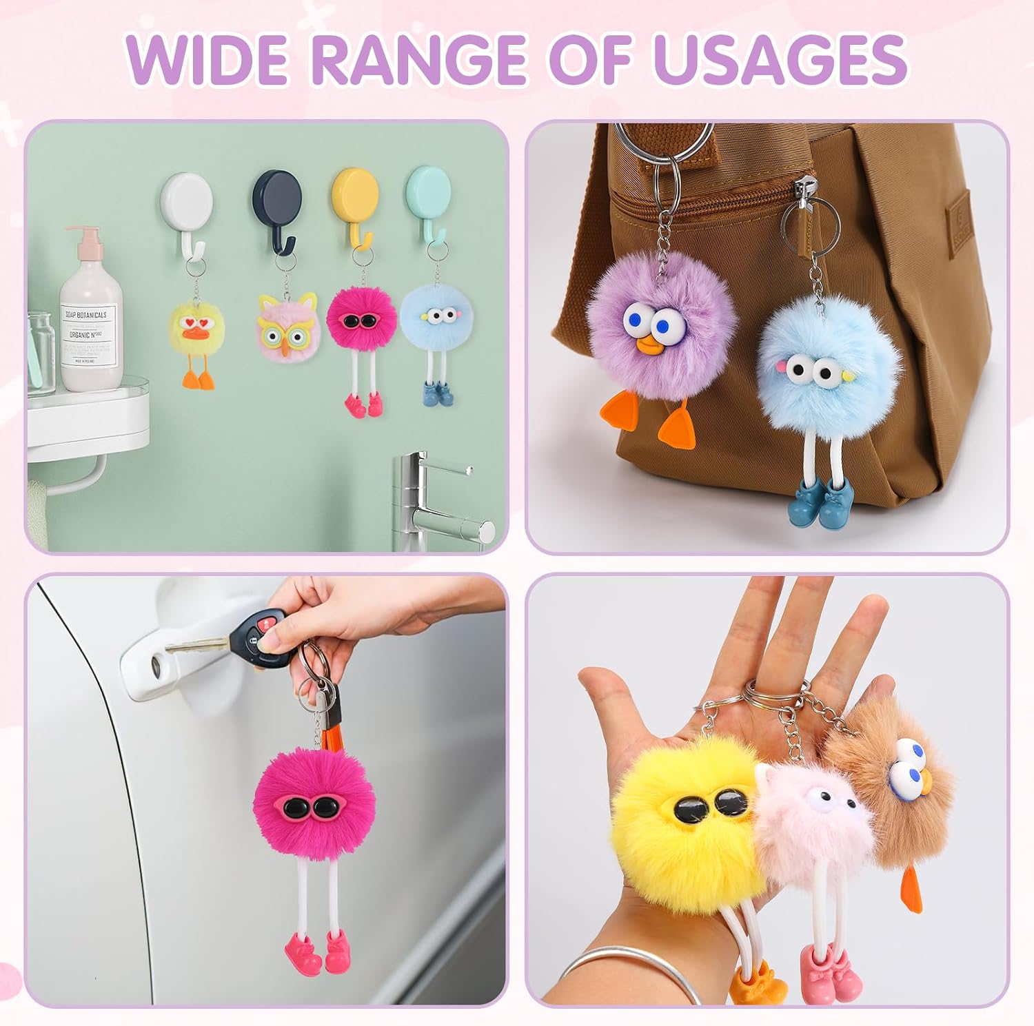 OMyFav 24 PCs Party Favors Keychains - Plush Backpack Keychain Bulk Kids Keychain Cute for Birthday Party Favors for Kids 8-12 Back to School Gifts for Students Classroom Prizes Elementary