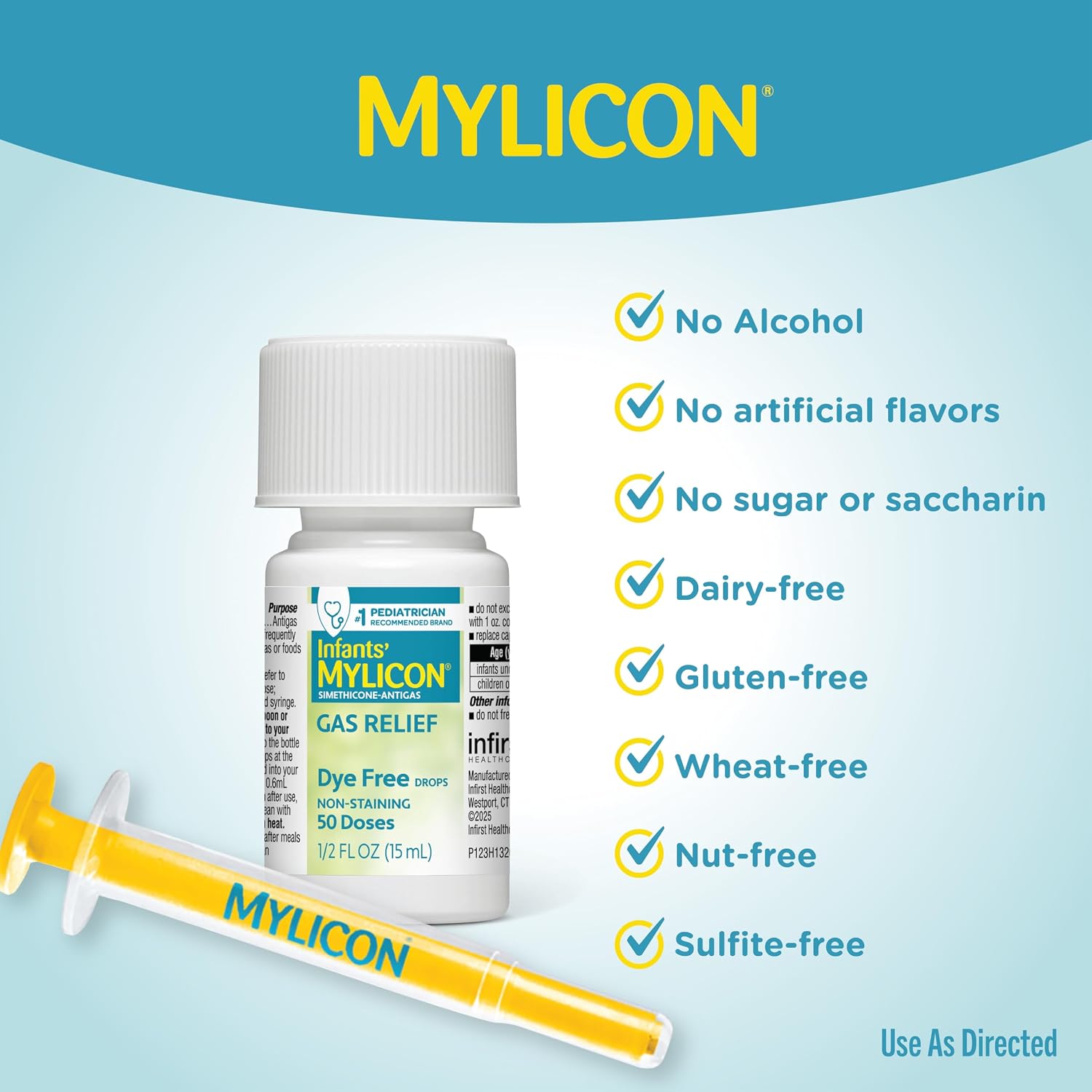 MYLICON Gas Relief Drops for Infants & Babies, Dye Free Formula, 0.5 Fl Oz.