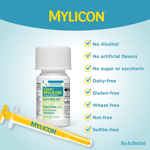 MYLICON Gas Relief Drops for Infants & Babies, Dye Free Formula, 0.5 Fl Oz.