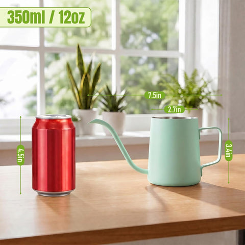 Doseno Green Small Watering Can for Seedlings & Indoor Plants, 12 oz