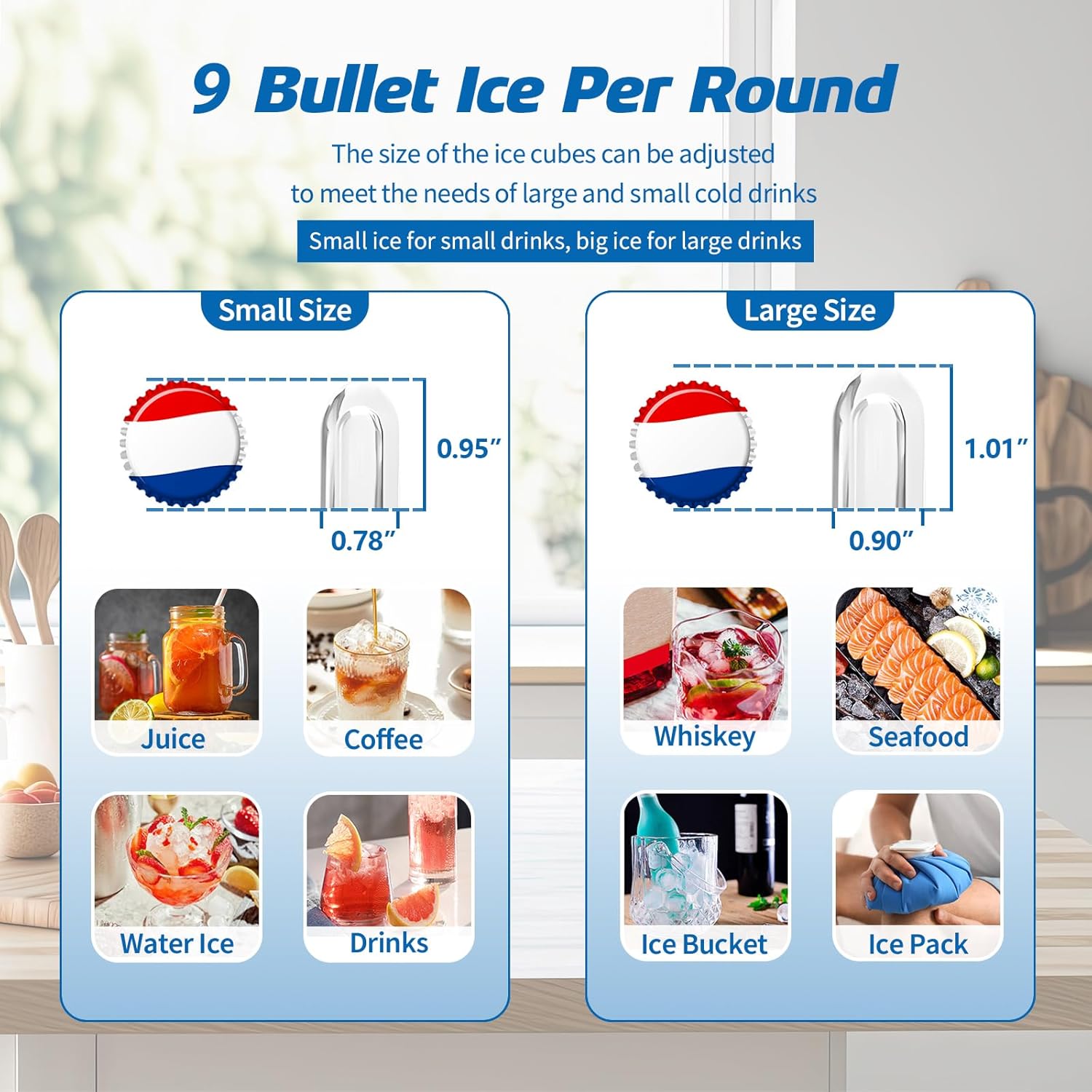 26LBS Per Day Portable Countertop Ice Maker, Self-Cleaning
