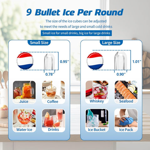 26LBS Per Day Portable Countertop Ice Maker, Self-Cleaning