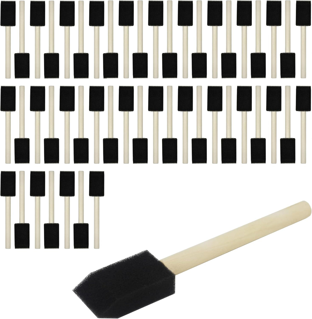 50pcs 1" Foam Brush with High Density Foam