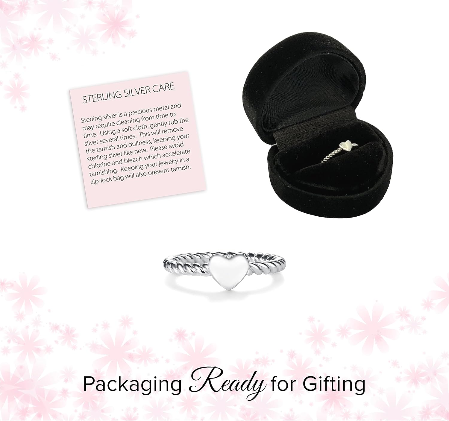 Precious Pieces Rope Heart Ring, 925 Sterling Silver