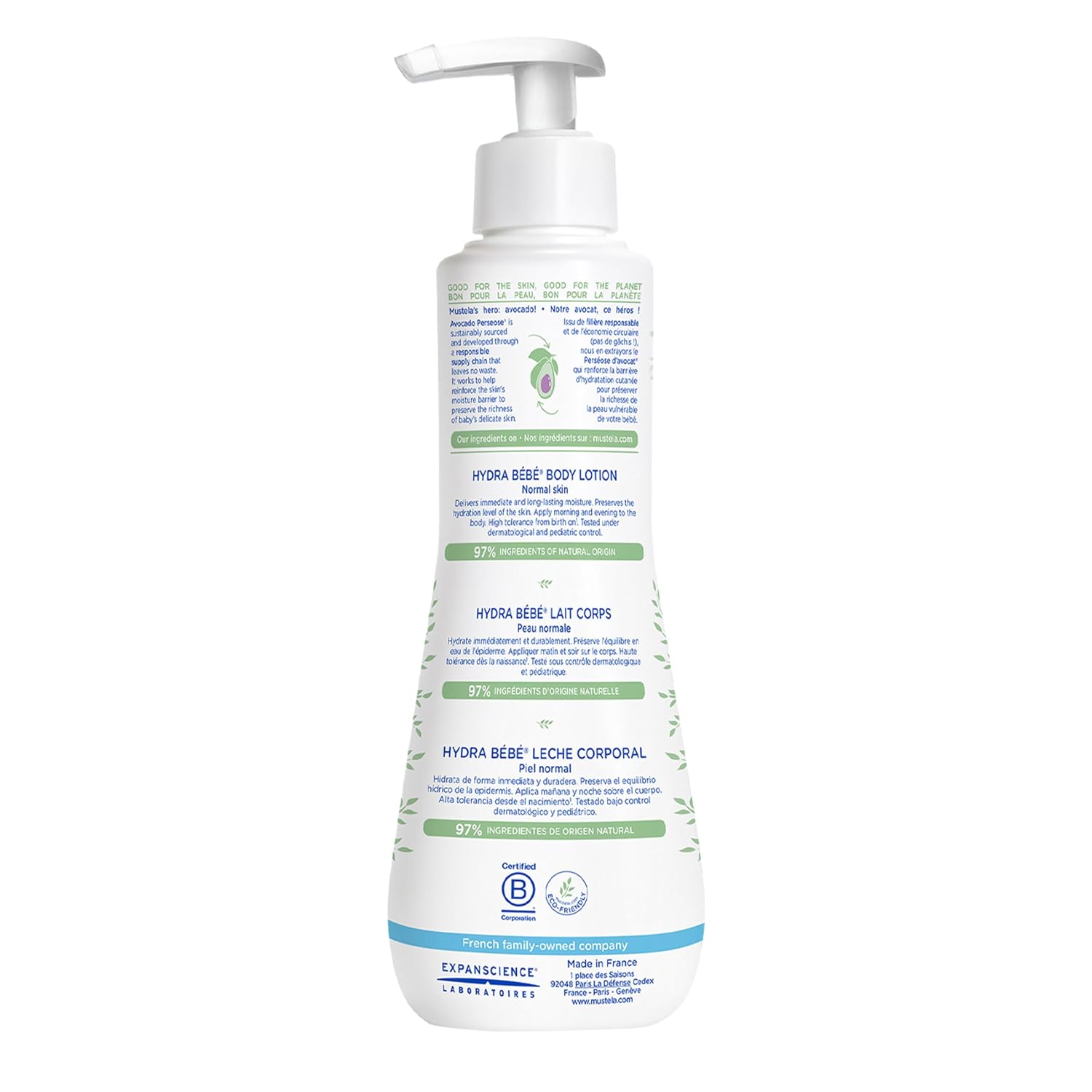 Mustela Hydra Bebe Body Lotion - Daily Moisturizing Baby Lotion with Natural Avocado, Jojoba & Sunflower Oil – Various Sizes