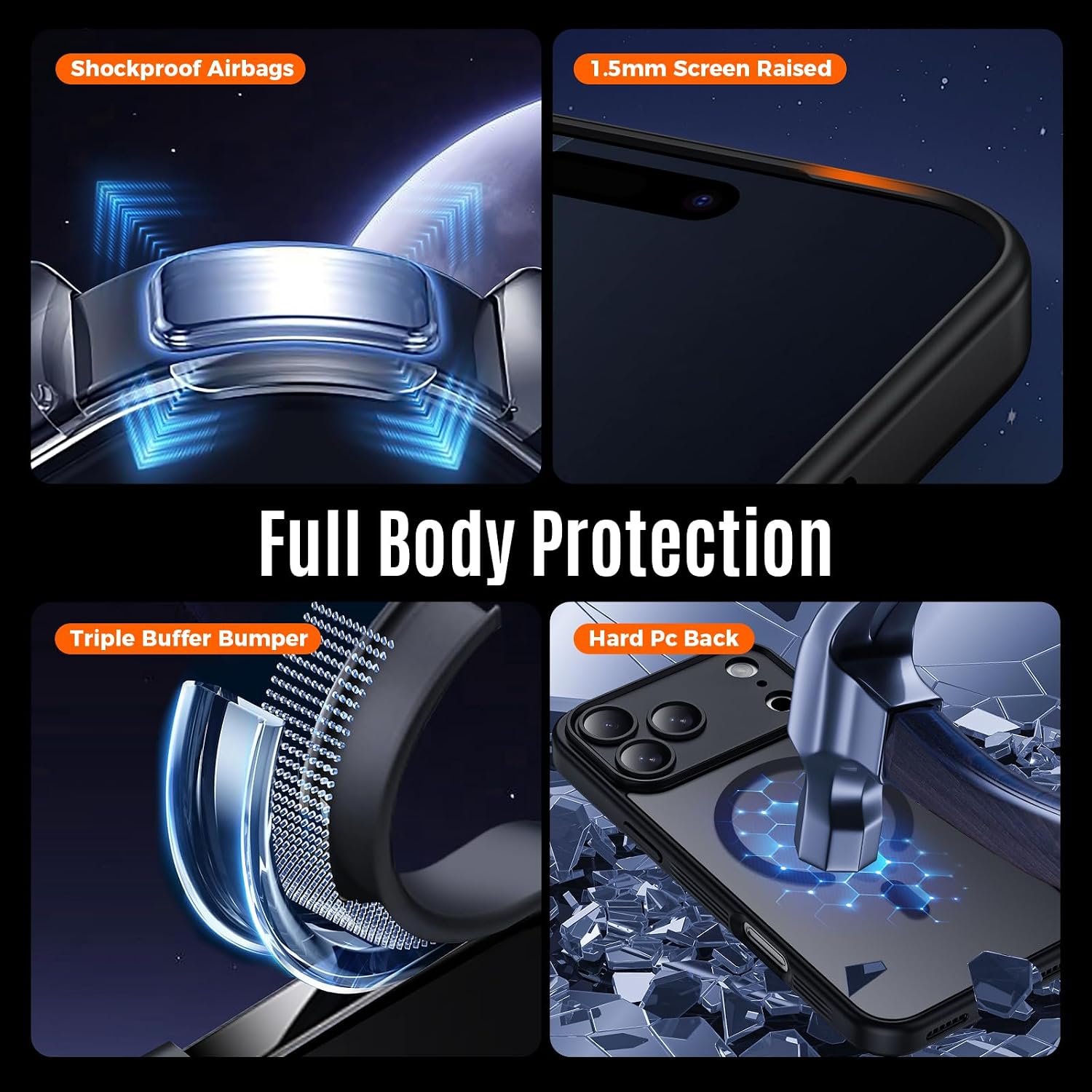 Symcele Designed for iPhone 17 Pro Case, Black