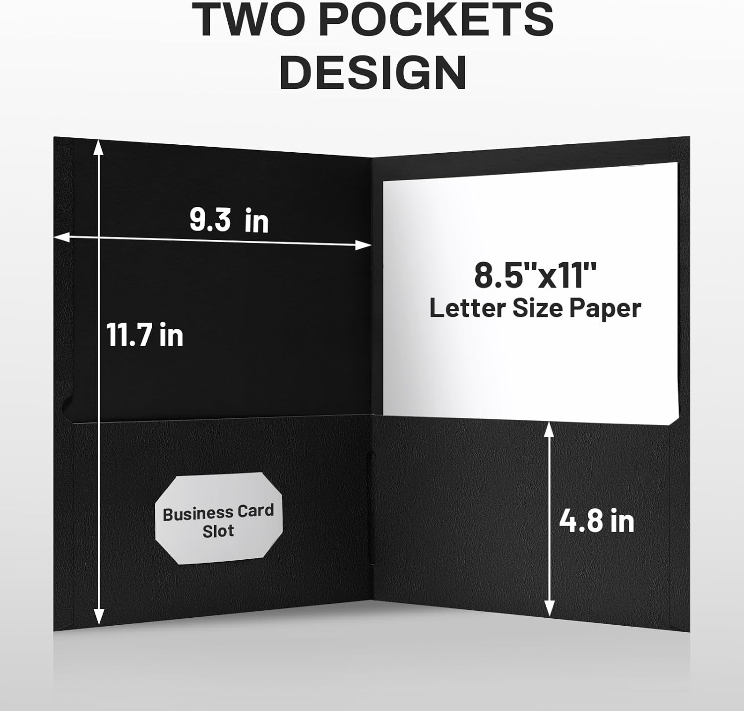 SUNEE Folders with Pockets(25 Pack, Black), 2 Pocket Folders Fit Letter Size Paper, Paper File Folder for School Office Home Bussiness