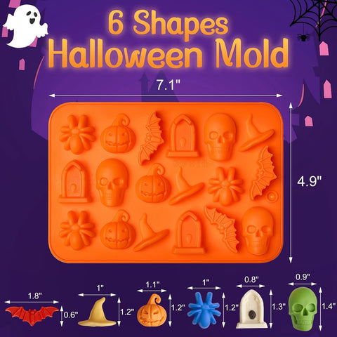 JOERSH Halloween Chocolate Silicone Molds, 72 Cavities, 4Pcs