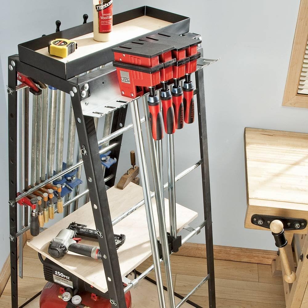 Rockler 24” Parallel Clamp Rack - Helps to Store Heavy Duty Clamps – Durable Galvanized Steel Parallel Clamps – Rack Stores Clamps up to 24” Wide - Workshop Organizers and Storage