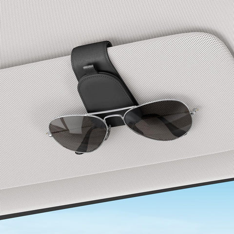 Sotfamily Magnetic Sunglass Holder for Car Visor, 2 Packs, Faux Leather