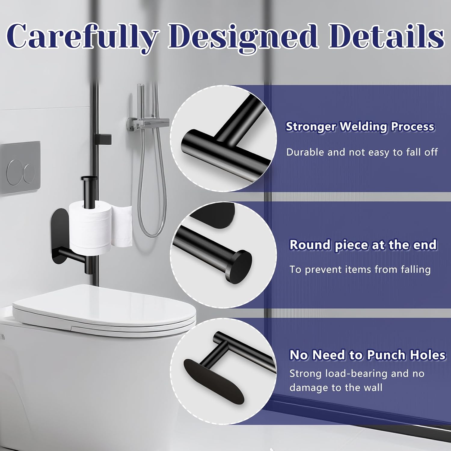 Toilet Paper Holder, Self Adhesive Toilet Paper Holder Wall Mount