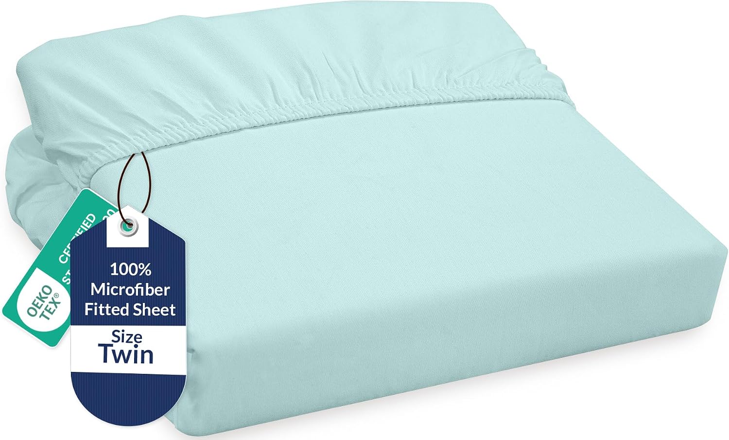 Microfiber Twin Fitted Sheet, Fits Up to 16 Inches Deep Pocket - Aqua