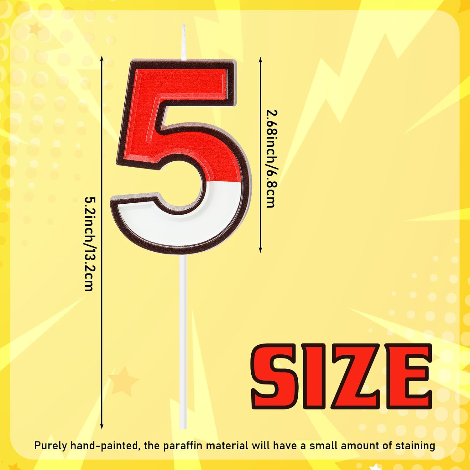 Conelist Cartoon Red and White Birthday Cake Candle Numeral Birthday Cake Topper for Animated Decoration Cartoon Party Supplies (Number 5)