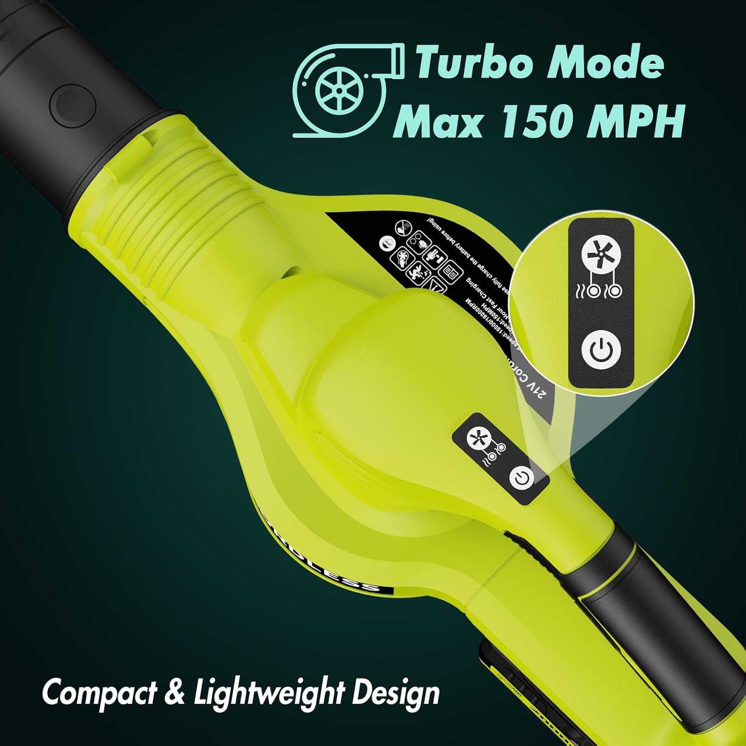 Leaf Blower Cordless 21V Electric with 2 Batteries and Charger Lightweight