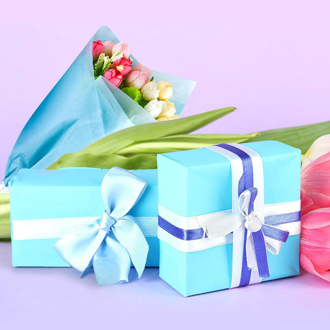 PLULON 60 Sheets Light Blue Tissue Paper for Gift Bag Flower Wrapping Paper
