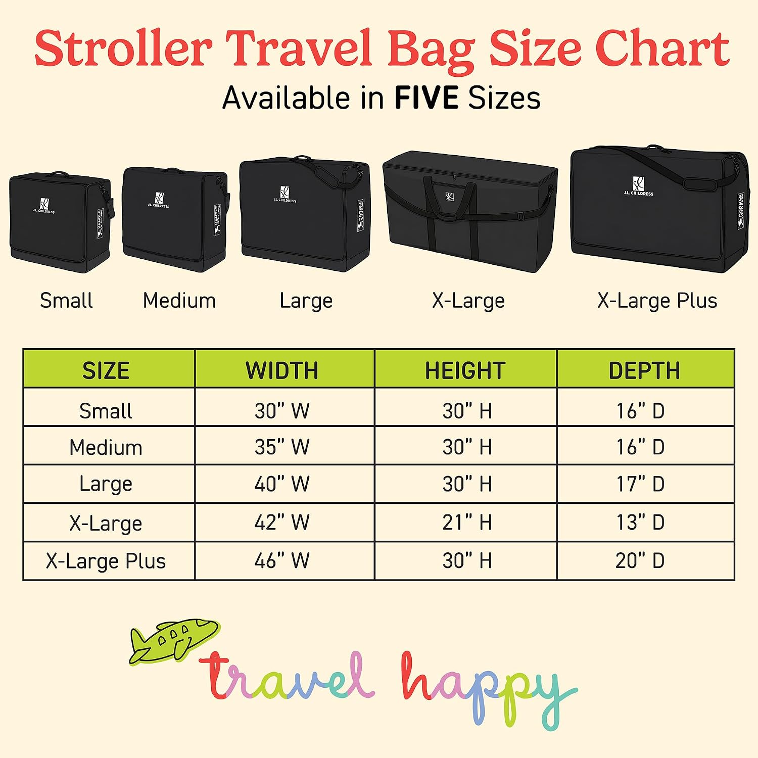 J.L. Childress Universal Stroller Travel Bag for Airplane, Medium, Padded