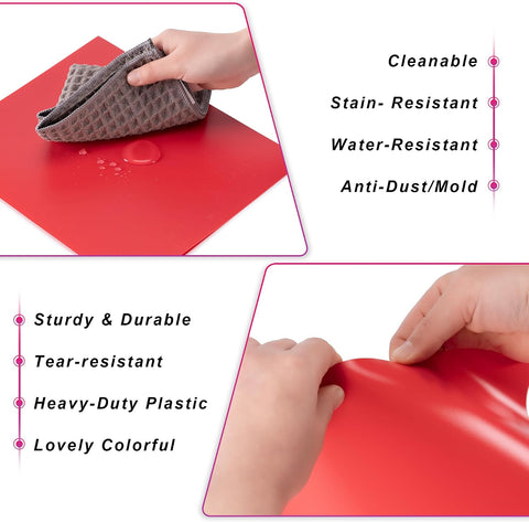 Aegero Plastic Folders with Pockets (7 Pack, Rosered)