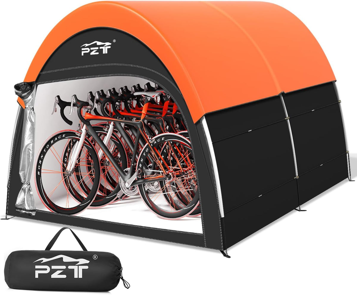 Upgraded Bike Tent with Rain Cover, Outdoor Storage Shed for 6-10 Bikes